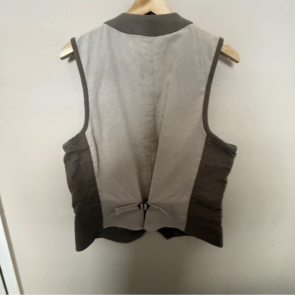 Joseph Abboud Multipocketed Utility Vest Cotton Faux Suede Gray Size Mens Small - Picture 3 of 8